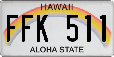 HI license plate FFK511