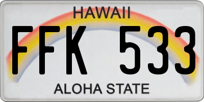 HI license plate FFK533