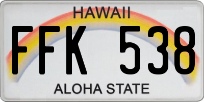 HI license plate FFK538