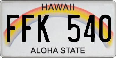 HI license plate FFK540