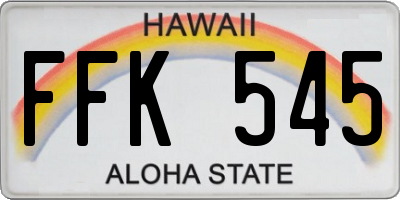HI license plate FFK545