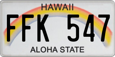 HI license plate FFK547