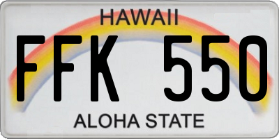 HI license plate FFK550