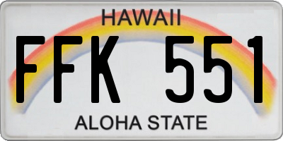 HI license plate FFK551