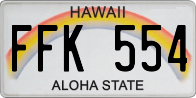HI license plate FFK554