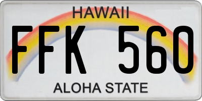 HI license plate FFK560