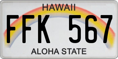 HI license plate FFK567