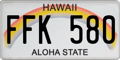 HI license plate FFK580