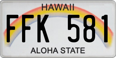 HI license plate FFK581