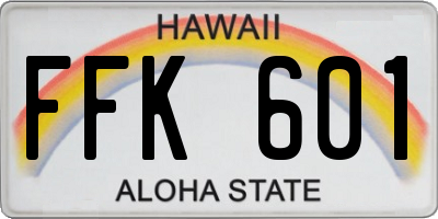 HI license plate FFK601