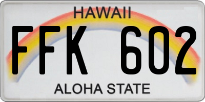 HI license plate FFK602