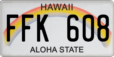 HI license plate FFK608