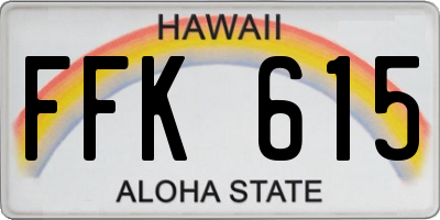 HI license plate FFK615