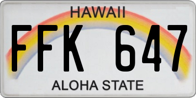 HI license plate FFK647