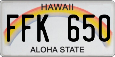 HI license plate FFK650