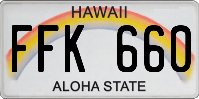 HI license plate FFK660