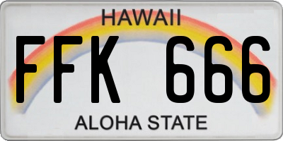 HI license plate FFK666