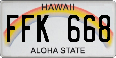 HI license plate FFK668