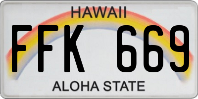 HI license plate FFK669