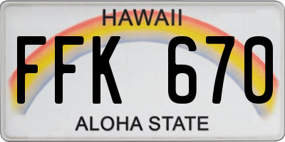 HI license plate FFK670