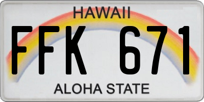 HI license plate FFK671