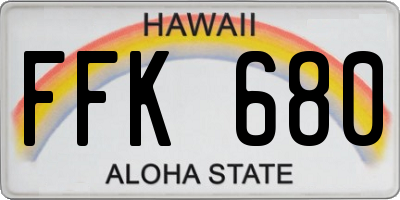 HI license plate FFK680