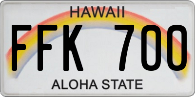 HI license plate FFK700