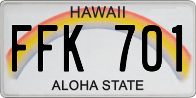 HI license plate FFK701