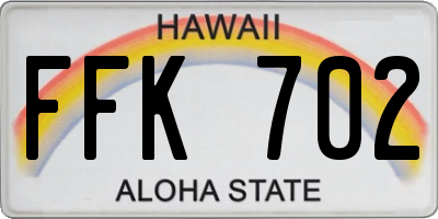 HI license plate FFK702