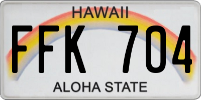 HI license plate FFK704