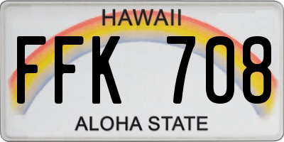 HI license plate FFK708