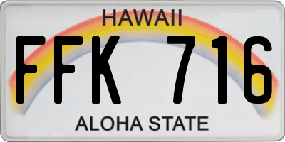 HI license plate FFK716
