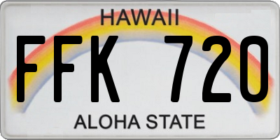 HI license plate FFK720