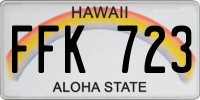 HI license plate FFK723