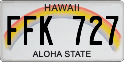 HI license plate FFK727