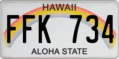 HI license plate FFK734
