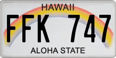 HI license plate FFK747