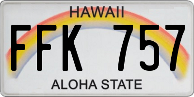 HI license plate FFK757
