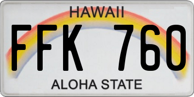 HI license plate FFK760