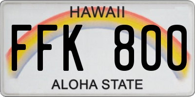 HI license plate FFK800