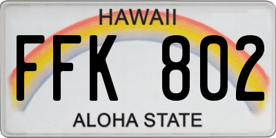 HI license plate FFK802
