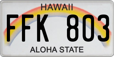 HI license plate FFK803
