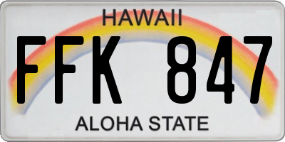 HI license plate FFK847