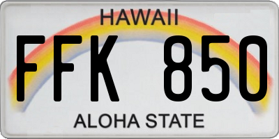 HI license plate FFK850