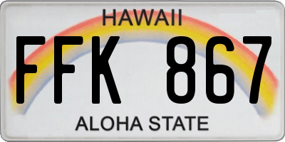 HI license plate FFK867