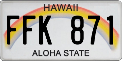 HI license plate FFK871