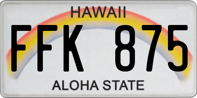 HI license plate FFK875
