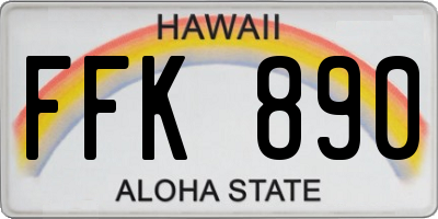 HI license plate FFK890