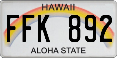 HI license plate FFK892