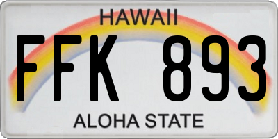 HI license plate FFK893